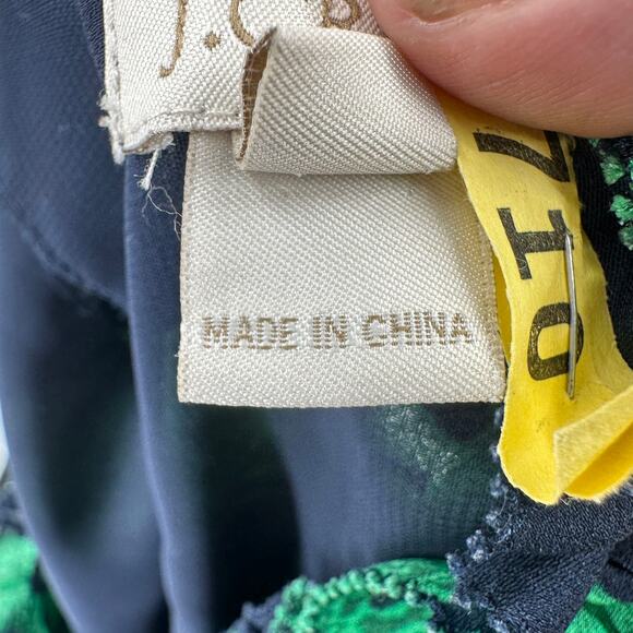 J.Crew Ruffle Crew Neck Top WMN 4 Navy Blue/Green Beanstalk Stripe A9171 Blouse - Picture 11 of 11